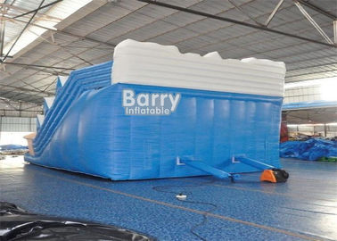 White And Blue Inflatable Water Slides / PVC Tarpaulin OEM Childrens Outdoor Slide
