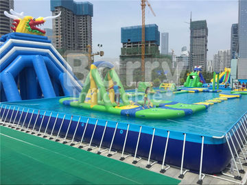 Outdoor Durable 0.9mm PVC Tarpaulin Metal Frame Swimming Pool For Water Park