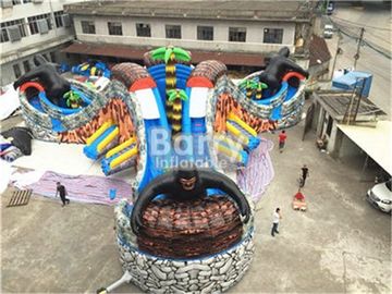 PVC Tarpaulin Giant Outdoor Inflatable Water Park With 3 Slide / Inflatable Playground Water Park