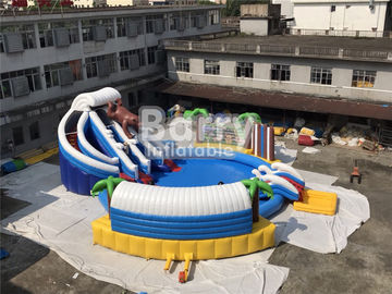 Custom PVC Aquapark Inflatable Water Park With Pool And Slide For Children