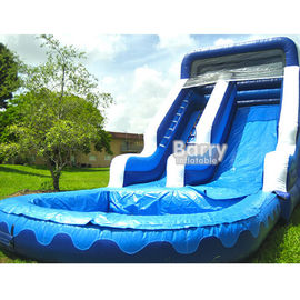 Customzied 0.55mm PVC Inflatable Floating Slide With Swimming Pool