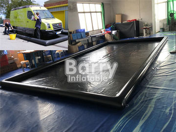 Black PVC Inflatable Car Wash Mat Customized Mobile Water Containment Mat