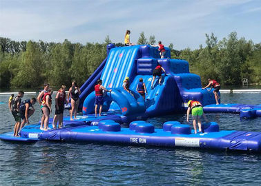 0.9mm Plato PVC Tarpaulin Giant Inflatable Water Parks , Wave Island Aqua Sport Park 65 Parts