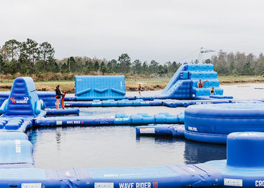 0.9mm Plato PVC Tarpaulin Giant Inflatable Water Parks , Wave Island Aqua Sport Park 65 Parts