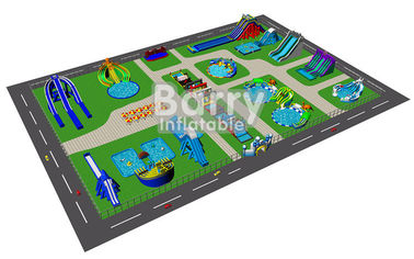 Inflatable Portable Giant Ground Water Park For Resort Double - Tripple Stitch
