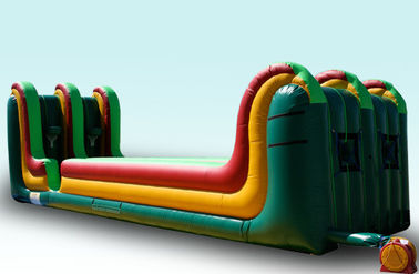 Exciting 2 In 1 3 Lane Bungee Run Race Inflatable With Basketball Shooting
