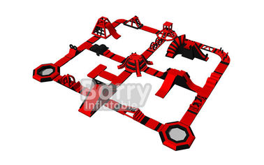 39X37.5m Outdoor Red And Black Giant Inflatable Floating Water Park For Lake