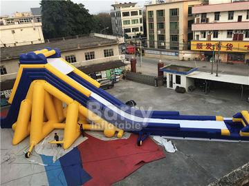 Outdoor Public Garden Big Yellow Commercial Inflatable Water Slide With Pool