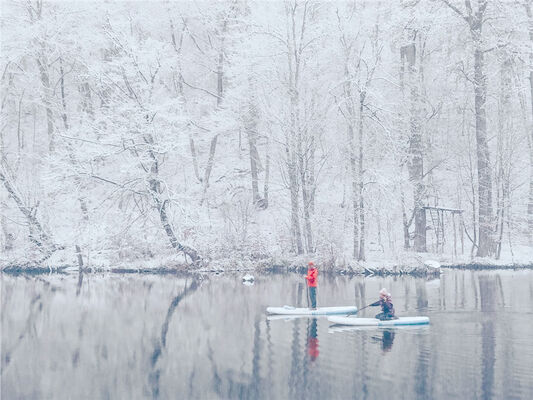 PVC Drop Stich Inflatable Snow Air Board On Ice Lake