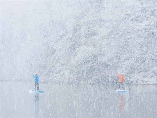 PVC Drop Stich Inflatable Snow Air Board On Ice Lake