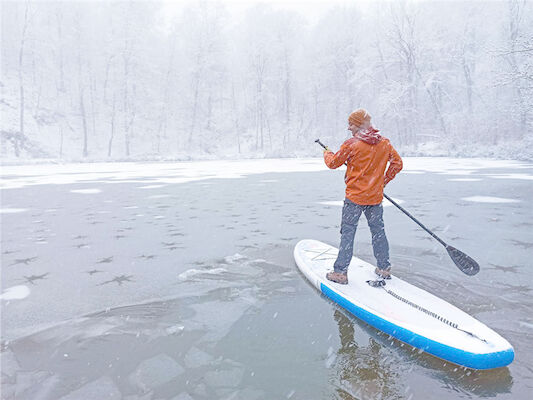 SCT Inflatable SUP Board Staying Safe Cold Weather Snowboard Paddle
