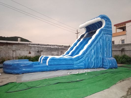 Outside Inflatable Games Pattern Aqua Inflatable Floating Water Slide Blue Color For Fun
