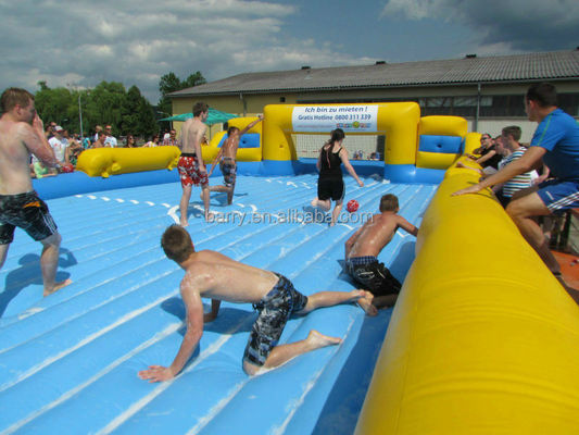 PVC Inflatable Soap Football Field Inflatable Football Pitch Court