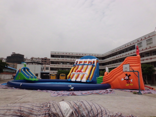 Outdoor Inflatable Water Slide Park Giant Inflatable Water Slides With Pool