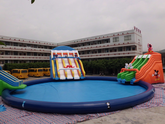 Outdoor Inflatable Water Slide Park Giant Inflatable Water Slides With Pool