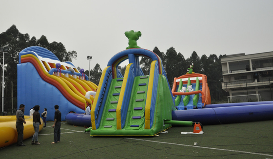 Outdoor Inflatable Water Slide Park Giant Inflatable Water Slides With Pool