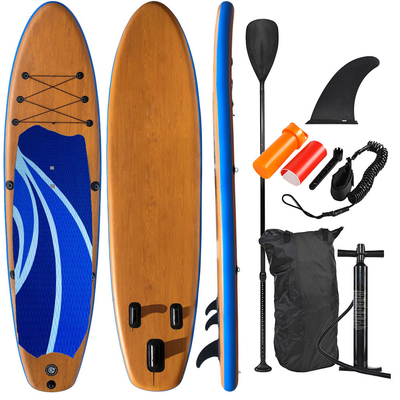 Popular Wood Style Soft Top Surfboard Inflatable Sup Paddle Board 315*83*15cm