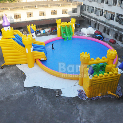 Customized 0.9mm PVC Inflatable Water Park Ground Water Castle