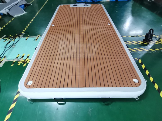 SCT Inflatable Water Mat Drop Stitch Teak Wood Grain Floating Dock