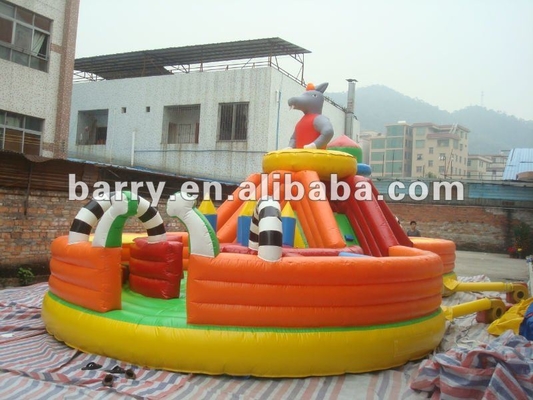 Anti Mildew 1000D Inflatable Theme Park With Slide Obstacle Courses