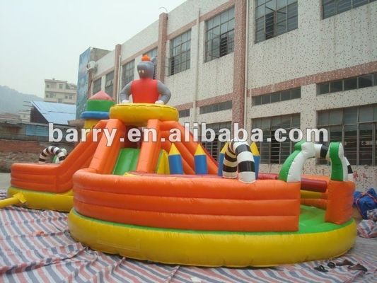 Anti Mildew 1000D Inflatable Theme Park With Slide Obstacle Courses