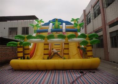 Yellow Commercial Inflatable Slide , Inflatable Stair Slide With Two Slide Way