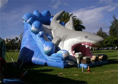 Giant 8M Length Outdoor Commercial Inflatable Shark Slide For Players
