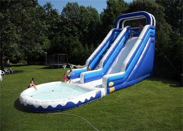 Double Lane Inflatable Water Slide , Durable Material Inflatable Water Slide For Playing