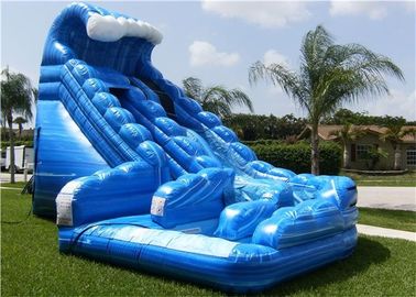 Inflatable Water Slide , Blue Used Inflatable Commercial Water Slide For Rent