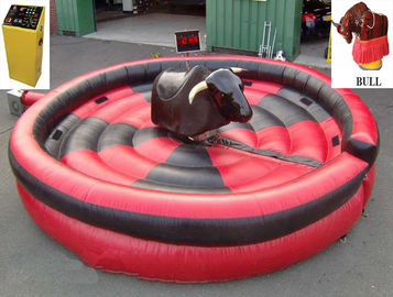 1 Person Inflatable Mechanical Bull , Tarpaulin Inflatable Round Mat Mechanical Rodeo Bull