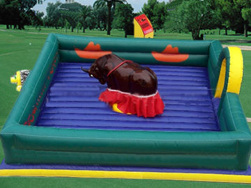 Square Inflatable Mat Mechanical Bull ,  PVC Tarpaulin Inflatable Mat with Mechanical Rodeo Bull