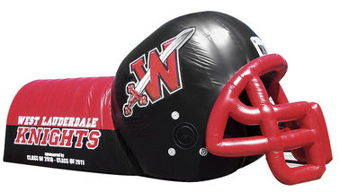Amazing Inflatable Sports Games Blow Up Helmet Tunnel With  0.55mm PVC