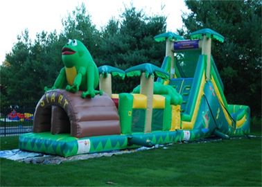 Interesting Frog Inflatable Obstacle Course , Outdoor Playground Obstacle Course For Kids
