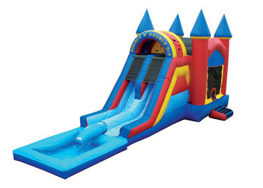 EN71 Huge Children Bouncy Castles Inflatable Double Slide With Pool