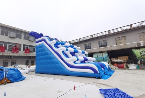 Outdoor Cool Wave Inflatable Water Slide 10mL*7mW*6mH Customized