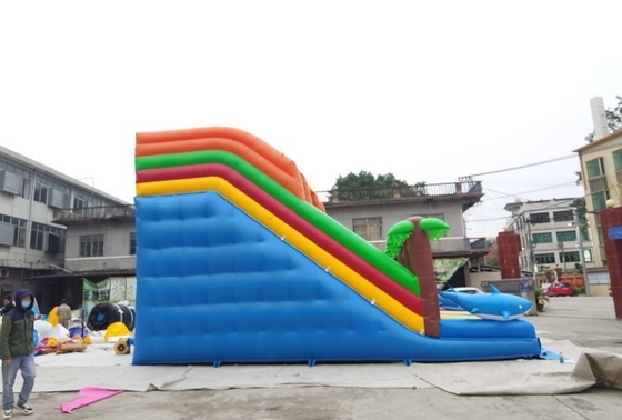 0.55mm PVC Commercial Inflatable Palm Tree Water Slide EN14960 Standard