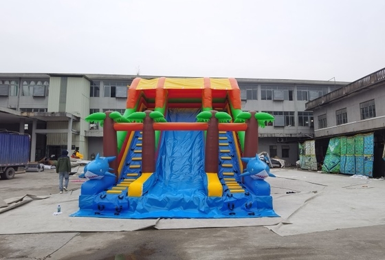 0.55mm PVC Commercial Inflatable Palm Tree Water Slide EN14960 Standard