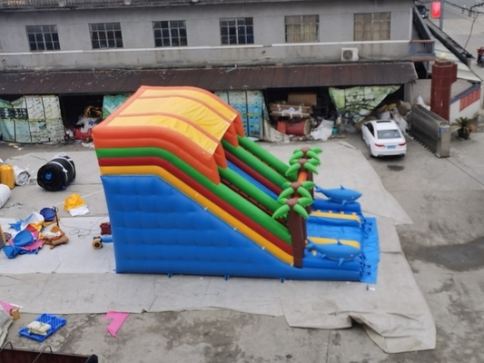 0.55mm PVC Commercial Inflatable Palm Tree Water Slide EN14960 Standard