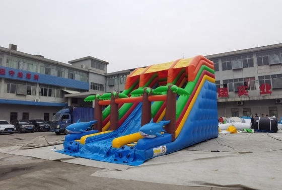 0.55mm PVC Commercial Inflatable Palm Tree Water Slide EN14960 Standard