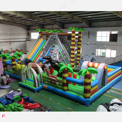 EN71 Inflatable Fun City 12x8m Jurassic Dinosaurs Theme Bouncy Castle