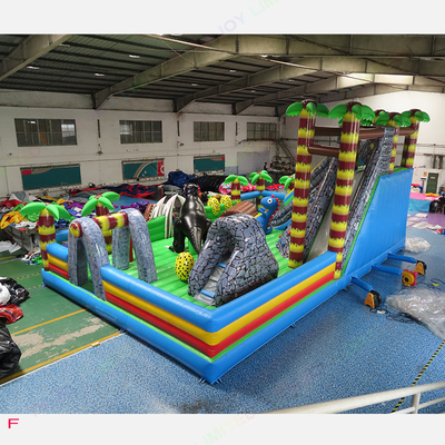 EN71 Inflatable Fun City 12x8m Jurassic Dinosaurs Theme Bouncy Castle