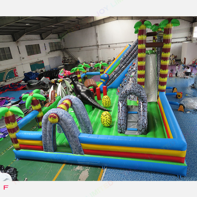 EN71 Inflatable Fun City 12x8m Jurassic Dinosaurs Theme Bouncy Castle