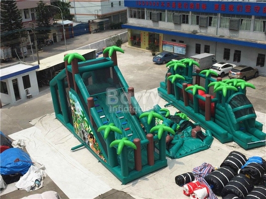 0.55mm PVC Jungle Inflatable Obstacle Course With Ball Custom Size