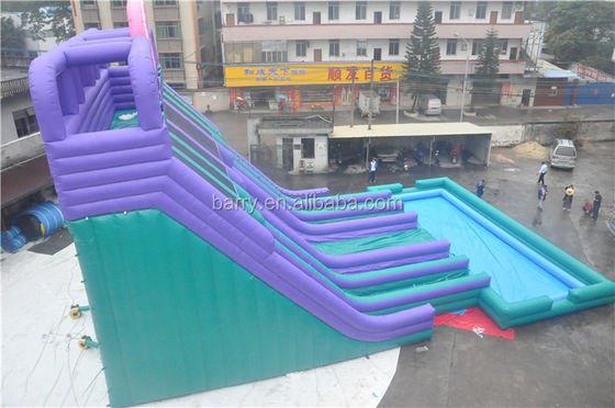 Customize 4 Lanes Inflatable Water Slides With Pool Constant Blowing