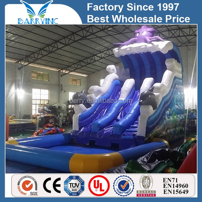 Backyard Residential 18ft Double Inflatable Water Slides Digital Printing
