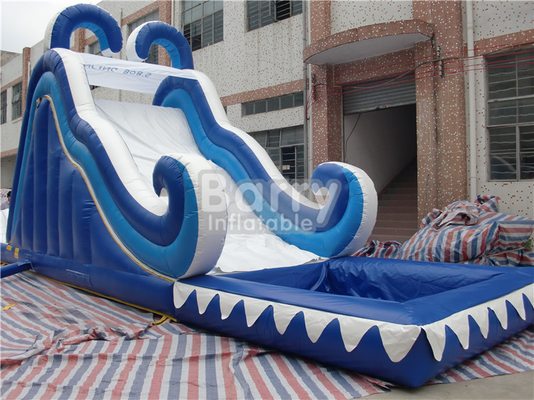 Commercial Kids Outdoor Wave Inflatable Water Slides With Small Pool