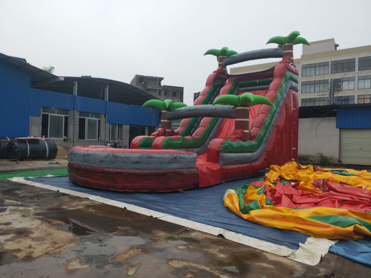 Digital Printing Tree Inflatable Castle Slide With Pool Customized Color