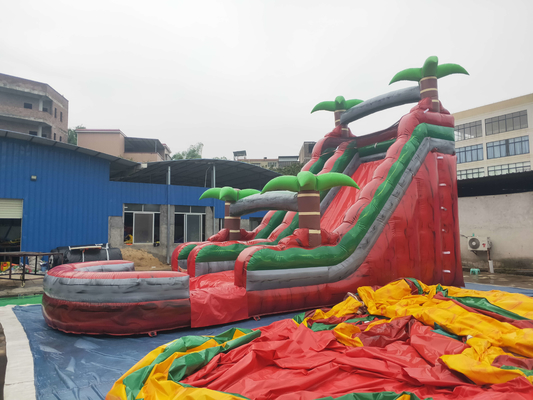 Digital Printing Tree Inflatable Castle Slide With Pool Customized Color