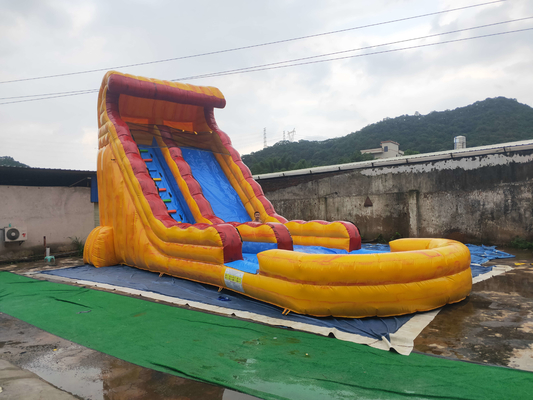 Double Tripple Stitch Commercial Inflatable Slide Bouncer Blow Up Water Slide With Pool EN71