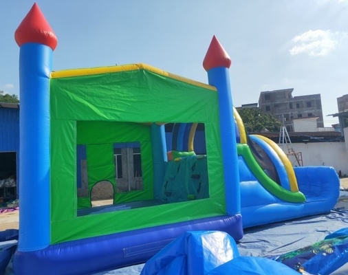 0.55mm PVC Inflatable Bouncy Castle Combo With Slide 8mLX4mWX4mH